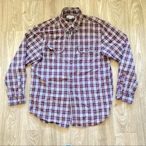 Mens Carhartt Plaid Button Down Long Sleeve Shirt, Relaxed Fit. Large